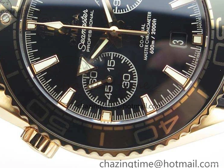 0515 Elegant Seamaster Pro Chrono RG OM Best Edition Black Ceramic Black Dial On Gummy Strap A 8128